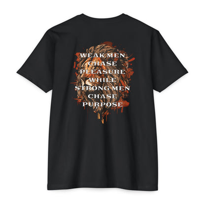 Weak Men Chase Pleasure, Strong Men Chase Purpose motivational t-shirt for men — Beast Mode Mentality product photo