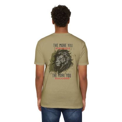 The More You Struggle, The More You Succeed motivational t-shirt for men — Beast Mode Mentality product photo