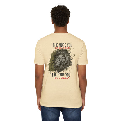 The More You Struggle, The More You Succeed motivational t-shirt for men — Beast Mode Mentality product photo