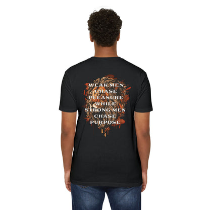 Weak Men Chase Pleasure, Strong Men Chase Purpose motivational t-shirt for men — Beast Mode Mentality product photo