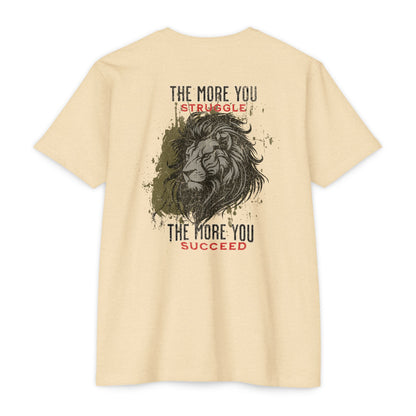 The More You Struggle, The More You Succeed motivational t-shirt for men — Beast Mode Mentality product photo