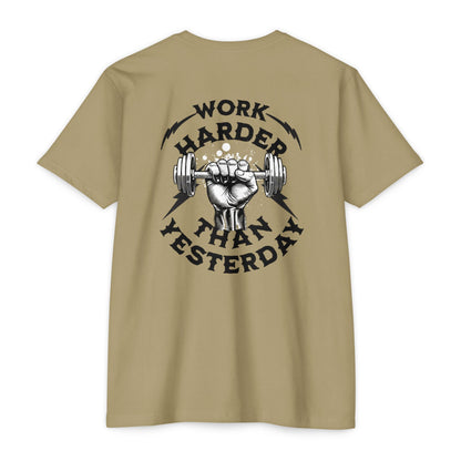 Work Harder Than You Did Yesterday motivational t-shirt for men — Beast Mode Mentality product photo
