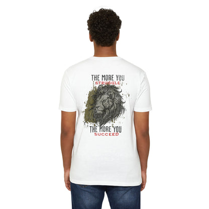 The More You Struggle, The More You Succeed motivational t-shirt for men — Beast Mode Mentality product photo