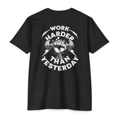 Work Harder Than You Did Yesterday motivational t-shirt for men — Beast Mode Mentality product photo