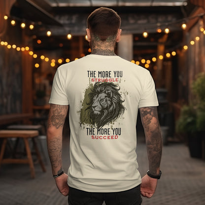 The More You Struggle, The More You Succeed t-shirt in Cream — back print design