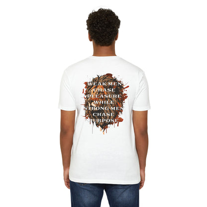 Weak Men Chase Pleasure, Strong Men Chase Purpose motivational t-shirt for men — Beast Mode Mentality product photo