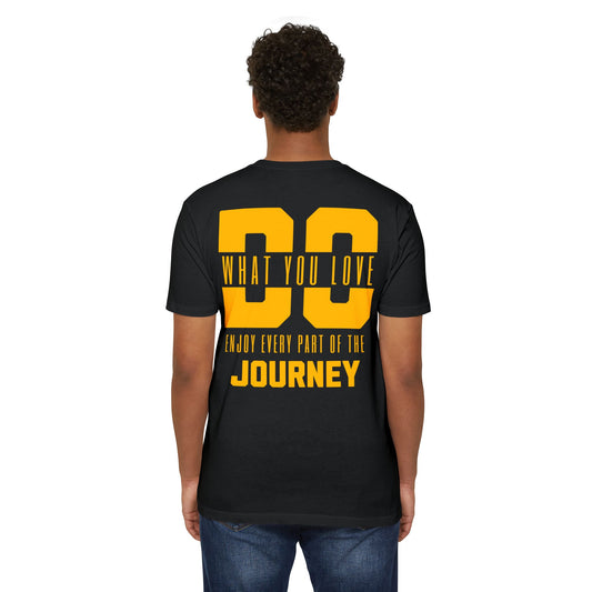 Do What You Love, Enjoy Every Part of the Process t-shirt in Black — back print design