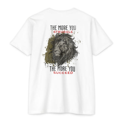 The More You Struggle, The More You Succeed motivational t-shirt for men — Beast Mode Mentality product photo