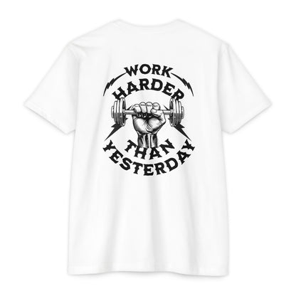 Work Harder Than You Did Yesterday motivational t-shirt for men — Beast Mode Mentality product photo