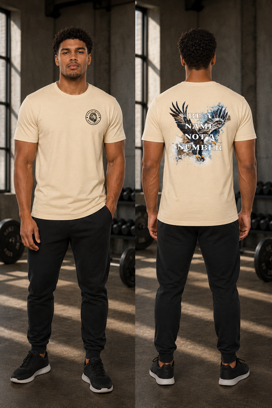 Be a Name, Not a Number motivational t-shirt for men — Beast Mode Mentality product photo